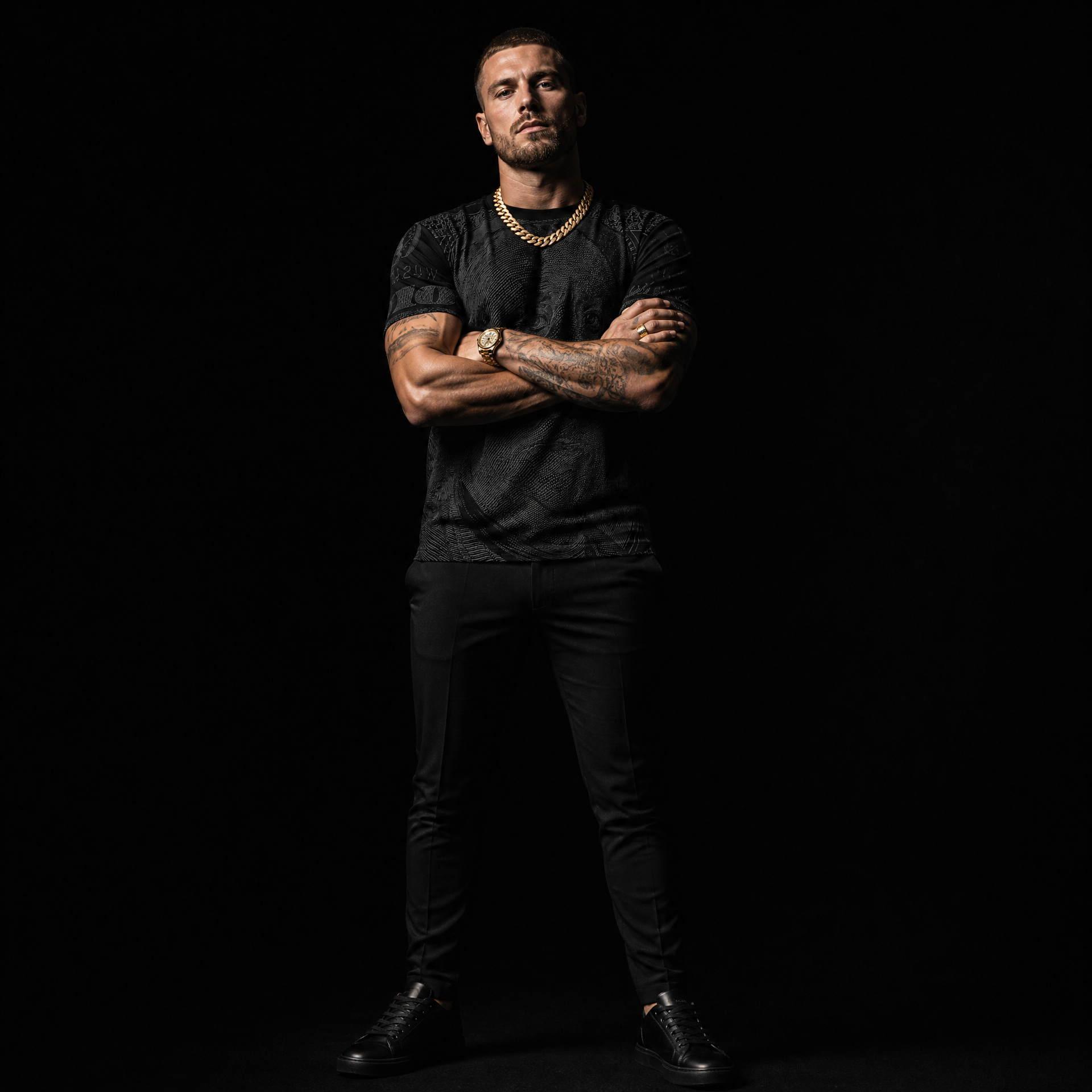 The Shadow Tee — Black on Black Benjamin Franklin