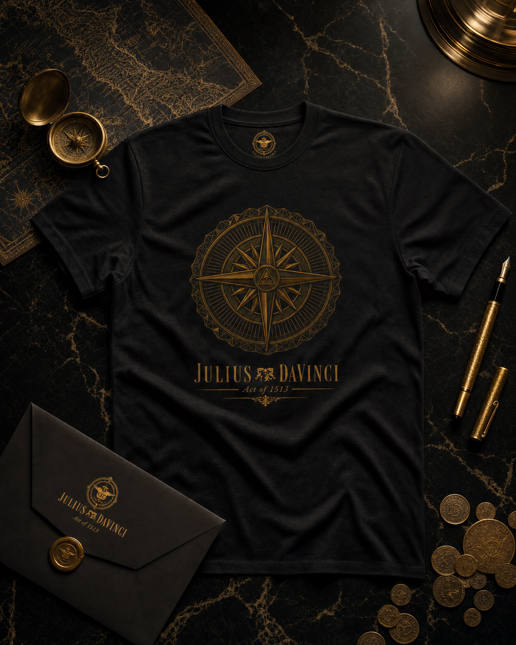 Compass Logo T‑Shirt — Julius Davinci Nautical Graphic Tee