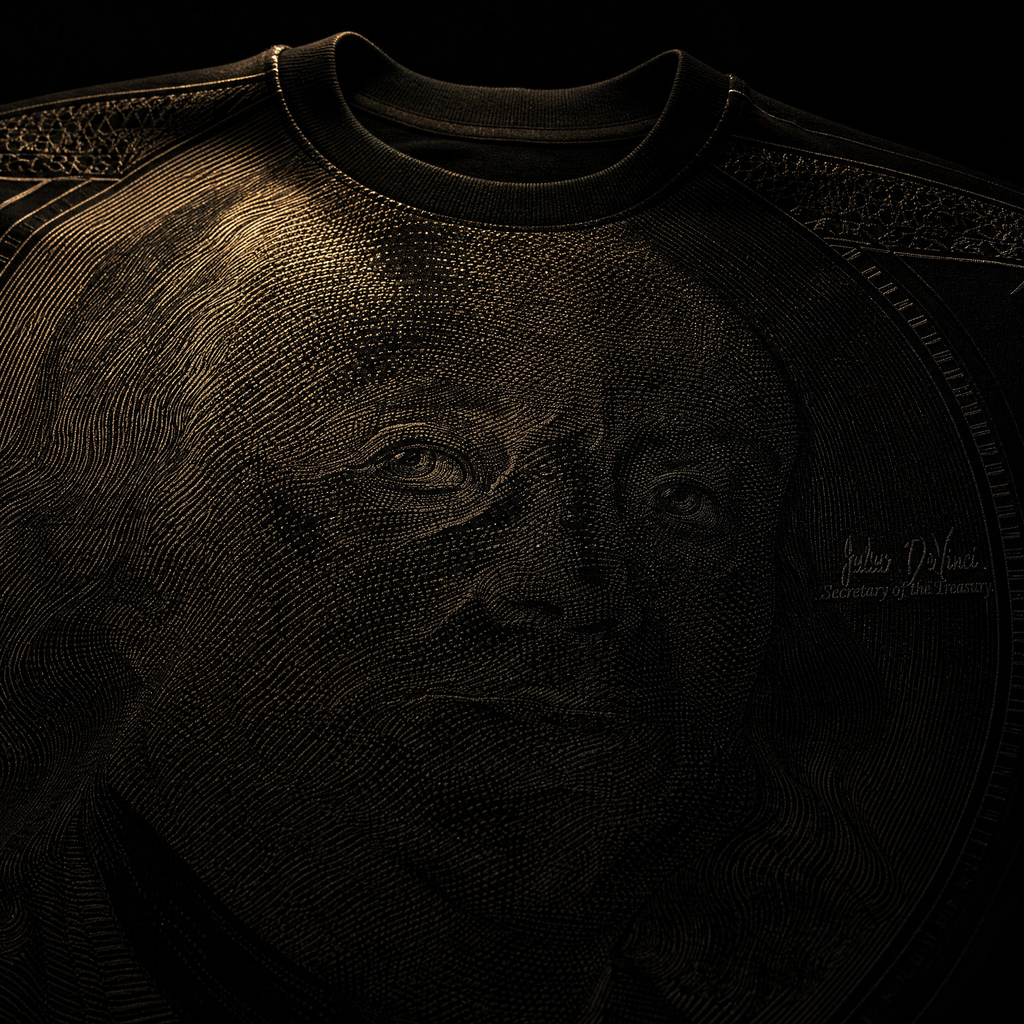 The Shadow Tee — Black on Black Benjamin Franklin
